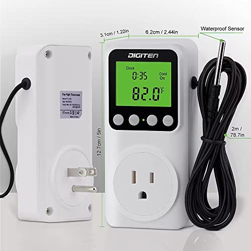 DIGITEN Digital Programmable Thermostat Outlet with Timer