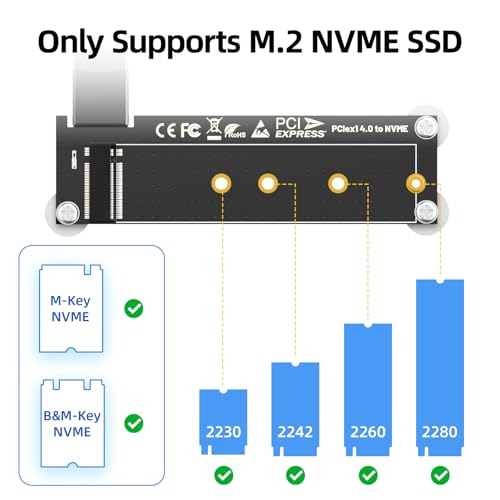 JEYI PCIe 4.0 x1 to M.2 NVMe Adapter (2230/42/60/80), 10CM, Magnetic
