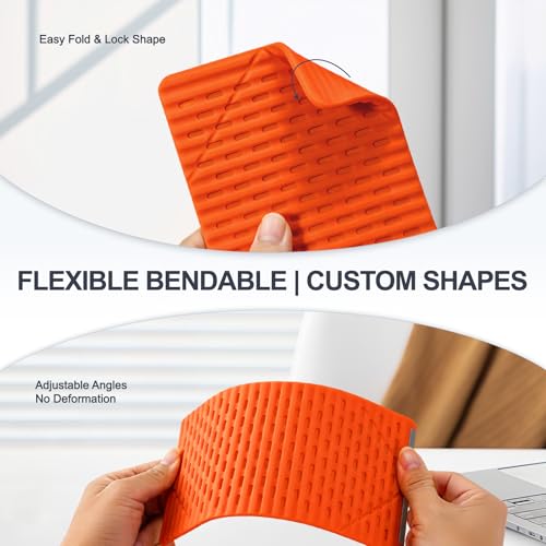 Foldable Silicone Phone Stand, Orange, Anti-Slip, Multi-Angle
