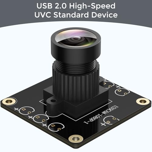 1080P USB2.0 UVC Camera, 130° Wide Angle Camera, Plug & Play for PC, Raspberry Pi, Jetson Nano and SBCs. Support Windows, Linux, Android and Mac OS.