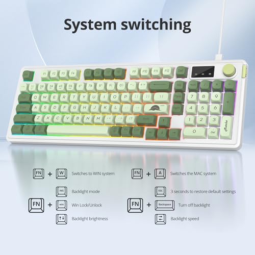 Owpkeenthy 96% Wireless Matcha Green Keyboard with Number Pad Knob - Image 4
