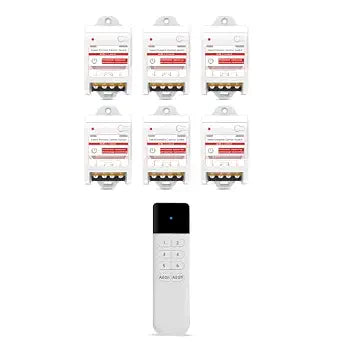 Remote Light Switch Kit, 20 Amp, 1 Switch, 6 Receivers