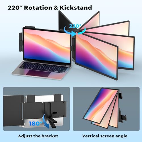 HONGO Laptop Screen Extender, 15.6" FHD 1080P Dual Monitor, Laptop Monitor Extender for 14"-16" Laptops, Second Screen with USB-C/HDMI Port, Plug n Play for Windows/Mac/Android/Switch/PS5