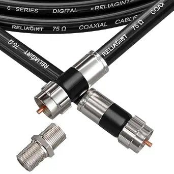 50ft RG6 Coaxial Cable, 75 Ohm High-Speed Coax Cable, Black