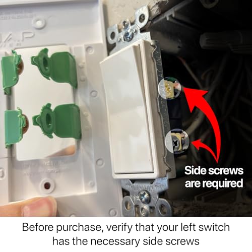 Single - SnapPower SwitchLight [for Double-Gang Light Switches] - Light Switch Wall Plate With Built-In LED Night Lights - Bright/Dim/Off Options - Auto On/Off Sensor - (Rocker, White)