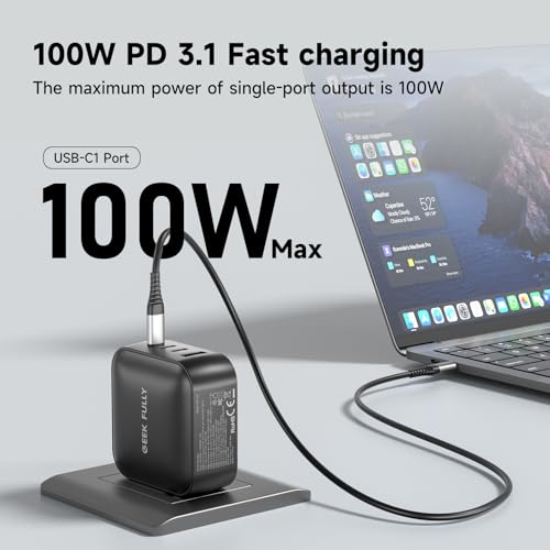 200W GaN Wall Charger | 4-Port Fast Charging Station (3xUSB-C PD3.0 + USB-A QC3.0) | Compact Power Adapter for MacBook Pro 16" M3/iPhone 17 Pro Max/Samsung S25 Ultra | UL Certified - Image 4