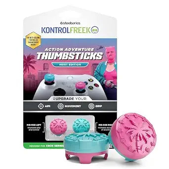 KontrolFreek Action Adventure Performance Thumbsticks – Heist Edition for Xbox One & Xbox Series X|S Controller | Pink/Blue
