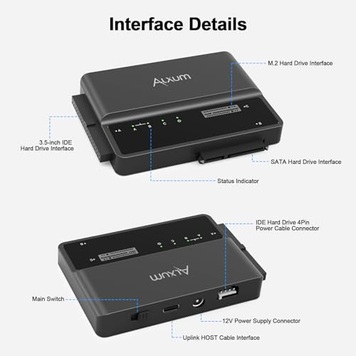 Alxum 10Gbps M.2 NVME to SATA Adapter IDE SSD Enclosure for Laptop