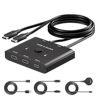 20Gbps USB C Switch, 8K USB-C Switcher 2 Laptops Share one Monitor or Dock