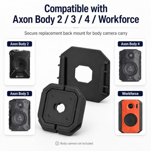 Axon Body Camera Mount for Axon Body 2/3/4/Workforce (Black, Wings)