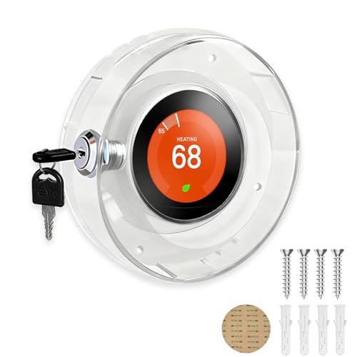 Round Thermostat Lock Case with Key, Upgraded,Thermostat Cover Universal, Thermostat Lock Case Clear, Electrical Safety Products, Fits Round Nest Thermostat(3.5x3.5x1.9 in) or Smaller