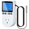 Plug in Thermostat Temperature Controller, Electric Digital RV Thermostats with LCD Display, Heating Cooling Control Timer, 5 Modes 1800W for Greenhouse Reptile Terrarium Brewing (-40°F-248°F)