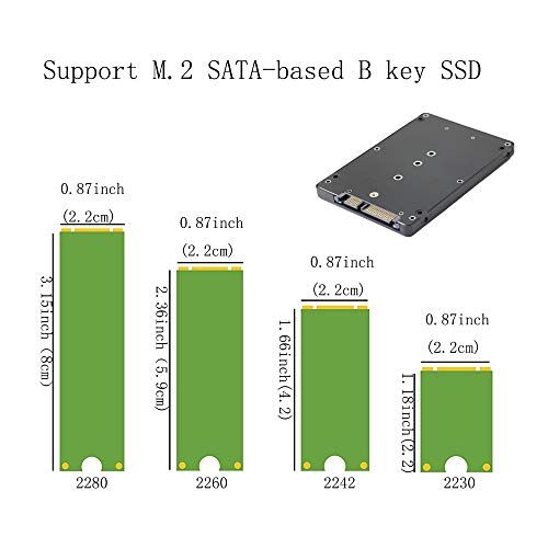 M.2 to 2.5 inch SATA Enclosure Adapter,M.2 (NGFF) SSD to SATA III Hard Drive Enclosure,B and M Key SATA Converter to SATA 3.0 Card,Support 2230 2242 2260 2280 Hard Drive with 7mm Case