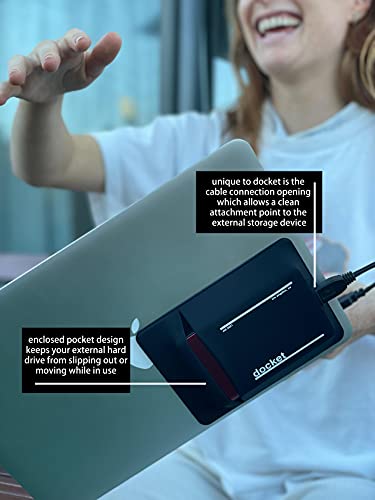 External Hard Drive Holder for Laptop - Closed Pocket Design with Cable Hole for Safe Storage - Expand Storage While Eliminating Boundaries, Black