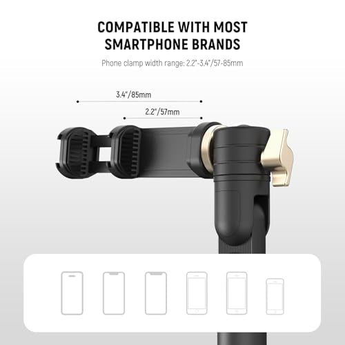 NEEWER Cell Phone Stand for Desk, Adjustable Office Table Phone Holder Mount Compatible with iPhone Samsung for Video Recording Filming, 360° Ball Head, Foldable Arm, Weighted Metal Base, MT010