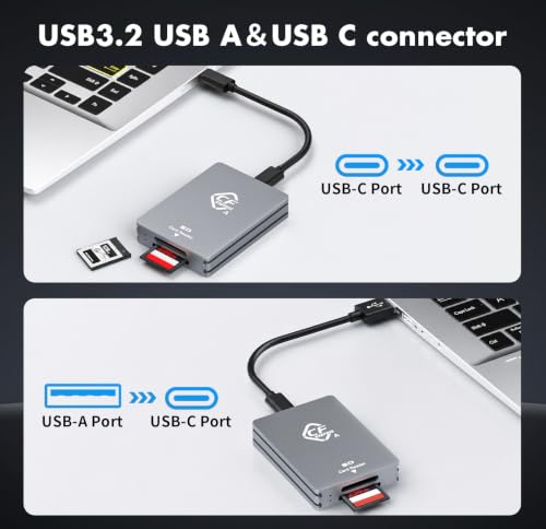 CFexpress Type A & SD Dual-Slot Card Reader, 10Gbps USB 3.2 Gen 2 Adapter