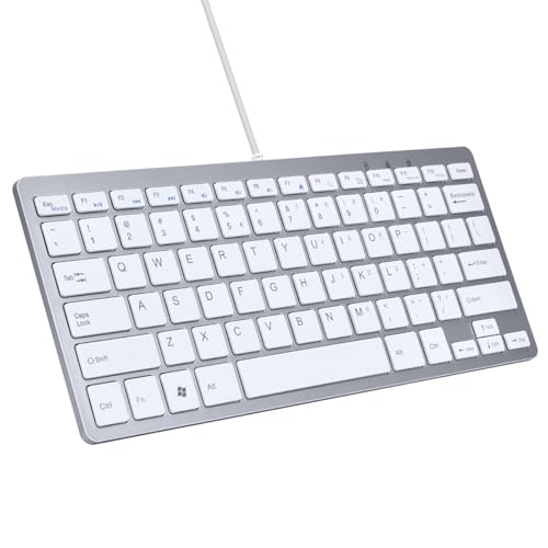 MCSaite Small USB C Keyboard - Plug & Play Compatible Wired Keyboard for Mac mini, MacBook Pro/Air, iMac, iPad, Windows, Chromebook with USBC Port - Compact & Mini USB Type C - Silver