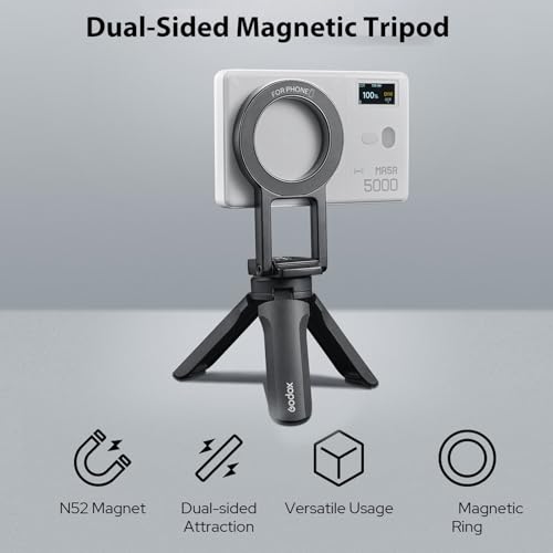 GODOX Magnetic Phone Stand Foldable Dual-Side Mount Tripod Holder with N52 Magnet Portable Multi-Position Design for 12-17 MA5R Light Camera Accessories