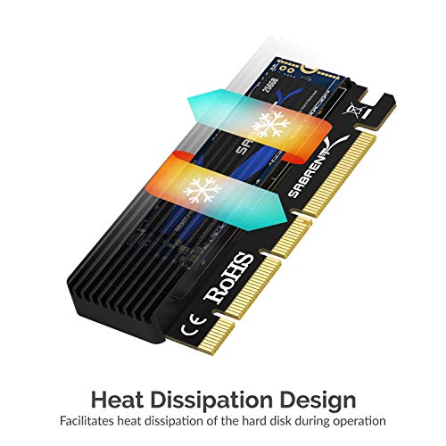 SABRENT M.2 NVMe SSD to PCIe X16/X8/X4 Adapter Card, Heatsink