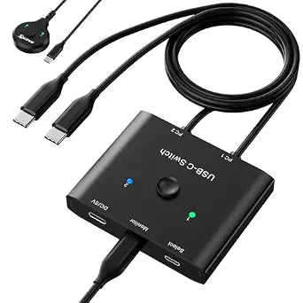 USB C Switch,Bi-Directional USB C Switcher 2 Computers,MLEEDA USB Type C KVM Switch 8K@60Hz 4K@120Hz Video/10Gbps Data Transfer/100W Charging,Compatible with Thunderbolt Device,USB-C Cables Included