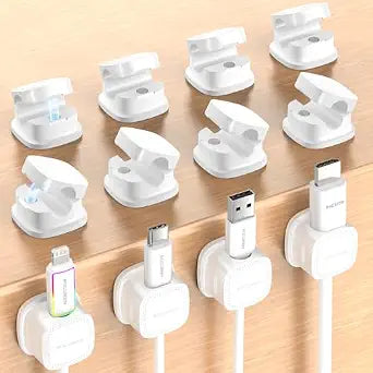 Rocoren 12‑Pack Magnetic Smooth Adjustable Cable Clips Cord Organizer