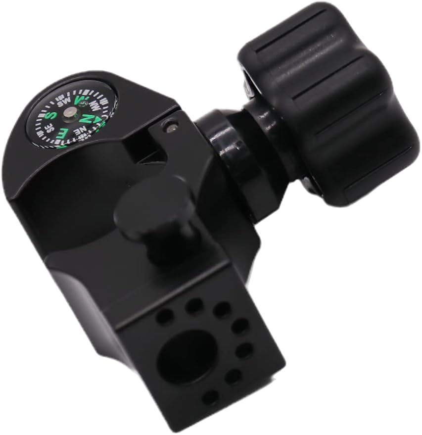 Aluminum Data Collector Holder – Quick Release Clamps Open Clamp Bracket with Compass, GNSS Accessory Pole Clamp for 32mm/1.25" Poles, T-Style Claw Type Holder for GPS Surveying Equipment