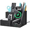 Wireless Charger with Desk Organizer, 3 Compartments and 1 Phone Stand