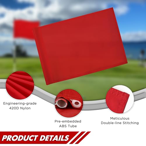 KINGTOP Golf Flag 20x14 Inch - Mixed Color, 420D Nylon, Tube Inserted - Standard Putting Green Flags for Backyard Practice, Golf Courses, Country Club, 4-Pack