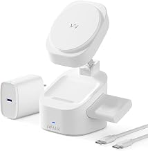 iWALK 3-in-1 Magnetic Wireless Charging Stand, 15W Foldable Charger Station for iPhone 16/15/14/13/12, Apple Watch & AirPods, Adjustable Dock with 20W USB-C Adapter - Image 1