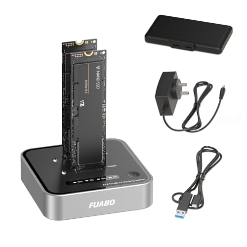 M.2 Duplicator Dual Bay NVMe SSD Cloner with USB-C, 20Gbps USB 3.2 Gen 2X2 Tool-Free M Key PCIE NVMe SSD Reader Docking Station