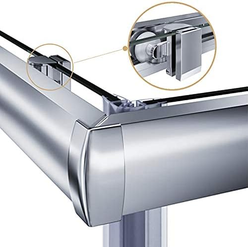 ELEGANT Corner Shower Enclosure 34'' D. x 34'' W. x 72'' H., Double Sliding Shower Door with 2 Stationary Panels,Shower Enclosure with 1/4'' Clear Glass, Chrome Finish (Shower Base Not Included)