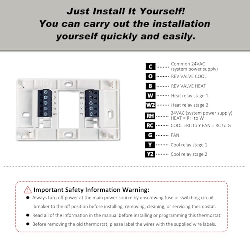 Programmable Thermostat, Thermostat for Home HVAC Systems,Multi-Stage, 2 Heat/2 Cool, White Backlight