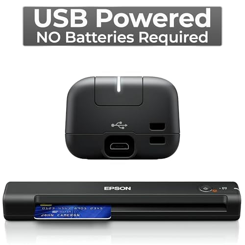 Workforce Es-50 Portable Document Scanner for Laptop - Complete Bundle for Pc and Mac – Best Travel Photo Scanner, with Feeder, Wireless, Mobile Friendly, Mini USB Cable Included (Renewed)