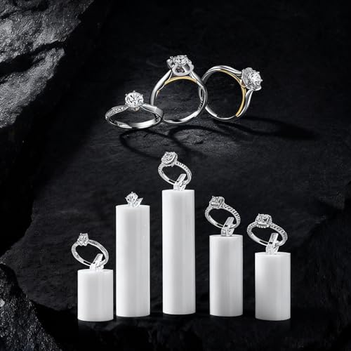 Oirlv White Acrylic Jewelry Display Stand Ring Showcase 7 PCS Holder