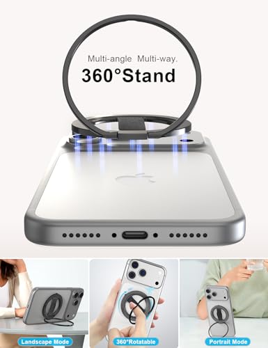 EWA MagOne 3rd Gen [Compatible with MagSafe] Phone Grip Stand with Finger Strap, Removable Magnetic Ring Holder Kickstand Loop for iPhone 17,16,15,14,13,12 Series (Black)