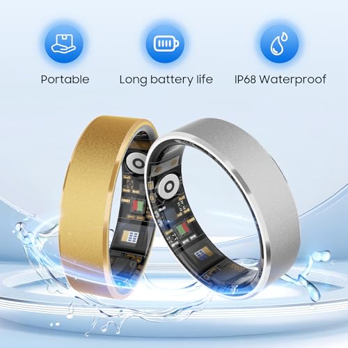 Smart Health Ring, Featuring Stress and Sleep Monitoring Functions, Compatible with iOS and Android,Waterproof Fitness Tracker for Women & Men, No Subscription Fee. (Silver, 9)