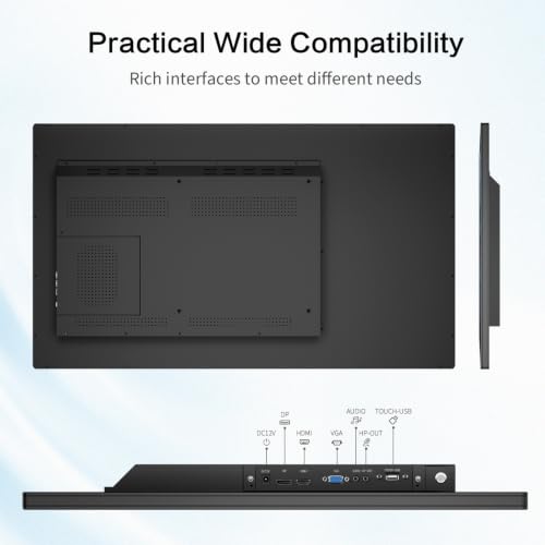 43 inch Capacitive Multi-Touch Screen Industrial Monitor, 16:9 Display 1920 x 1080P, Built-in Speakers, USB, VGA, DP & HD-MI Ports, Digital Signage Displays and Player for Advertising