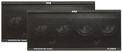 Pyle 6 Way Car Stereo Speaker-Dual 200 Watt High Powered Loud Sound Speakers System with 60mm Piezo Midrange,40mm Audio Tweeter,4 Ohm,2.5 kHz-20 kHz-Wire,Sun Visor Mount Strap-Pyle PLTWVS(Pair),Black