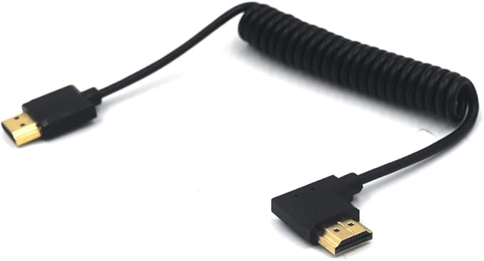 3.9ft HDMI 4K@60Hz Coiled Cable, Left Angle HDMI 2.0 Version Male to Male Adapter Spring Spiral Cord, 18Gbps High Speed, High Definition