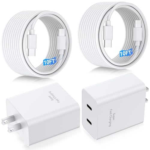 45W Samsung Charger Fast Charging,2Pack Dual Port Super Fast USB C Charger Block,Quick Type C Chargers Adapter 10FT Long USB C Cable for Samsung Galaxy S25 Ultra/S25+/S25/S24/S23/S22/S21/S20/Note20/10 - Image 2