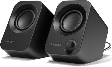 FUNLOGY Speaker Plus - 14W Stereo PC Speakers, Dual Amplifiers & DSP Tuned, USB-C Powered, 3.5mm AUX, Compact Desktop Speakers with 30° Tilt, for PC, Laptop, Monitor & Gaming,Black - Image 1