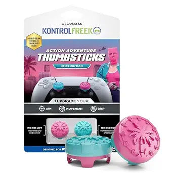KontrolFreek Performance Thumbsticks - Heist Edition - For Playstation 5 (PS5) and Playstation 4 (PS4) Controller - Blue/Pink
