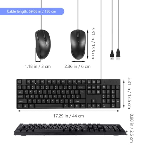 TEHAUX Wired Keyboard and Mouse Combo, Full Size 104-Key USB Keyboard
