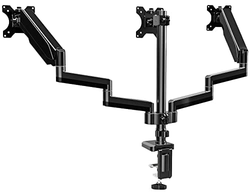 Gas Spring Triple Monitor Desk Mount for Screens up to 27 inch