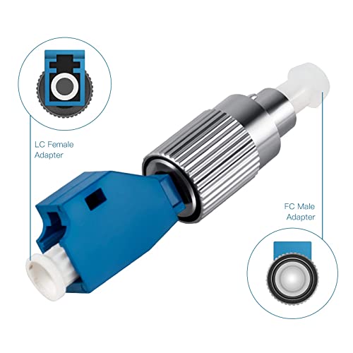 Moocci 52 Pcs Visual Fault Locator Fiber Adapter, Fiber Optic Connector, Single Mode 9/125um FC Male to LC Female Hybrid Optical Fiber Convertor Adapter Compatible with Optical Power Meter Cable