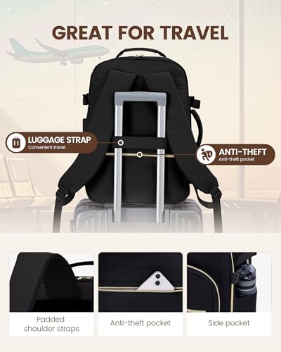 LOVEVOOK 40L Travel Backpack Flight Approved Carry on Backpack,3 Packing Cubes,Waterproof Personal Item Travel Bag,TSA Carry on Luggage Suitcase Travel Essentials,Gifts for Women & Men,fits 17" Laptop
