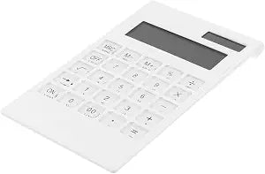Toddmomy Solar Powered Calculator Compact Electronic Desktop Calculator with Large Display Portable for Office and School Use White