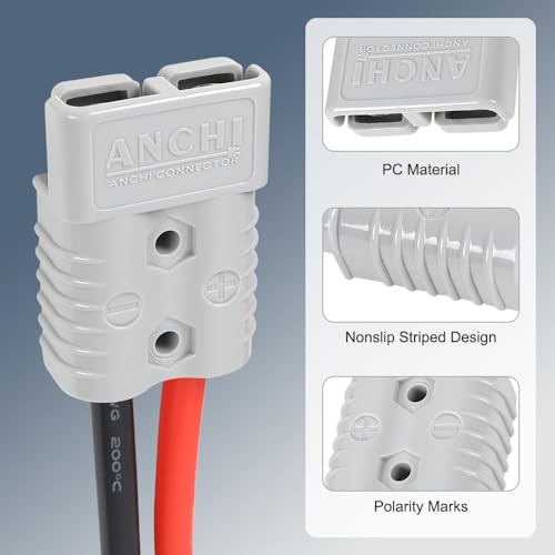 50Amp Power Connector Plug 50A Quick Connect Disconnect 600 V,10AWG 6.56ft Cable with O-Ring (50A 2M 2Pcs)
