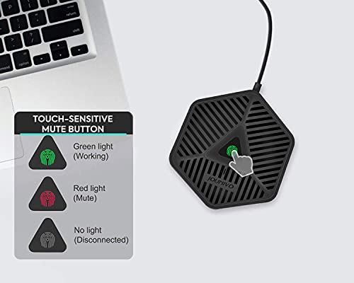 Conference USB Microphone, 360° Omnidirectional Computer Mic with Mute Button for Video Conference, Recording, Skype, Online Class, Plug & Play Compatible with Windows/macOS/PC/Laptop(JV808)