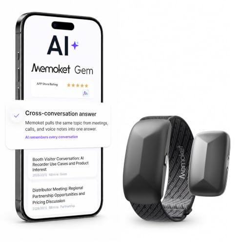 Gem Wearable AI Voice Recorder, Transcribe & Summarize, Wristband